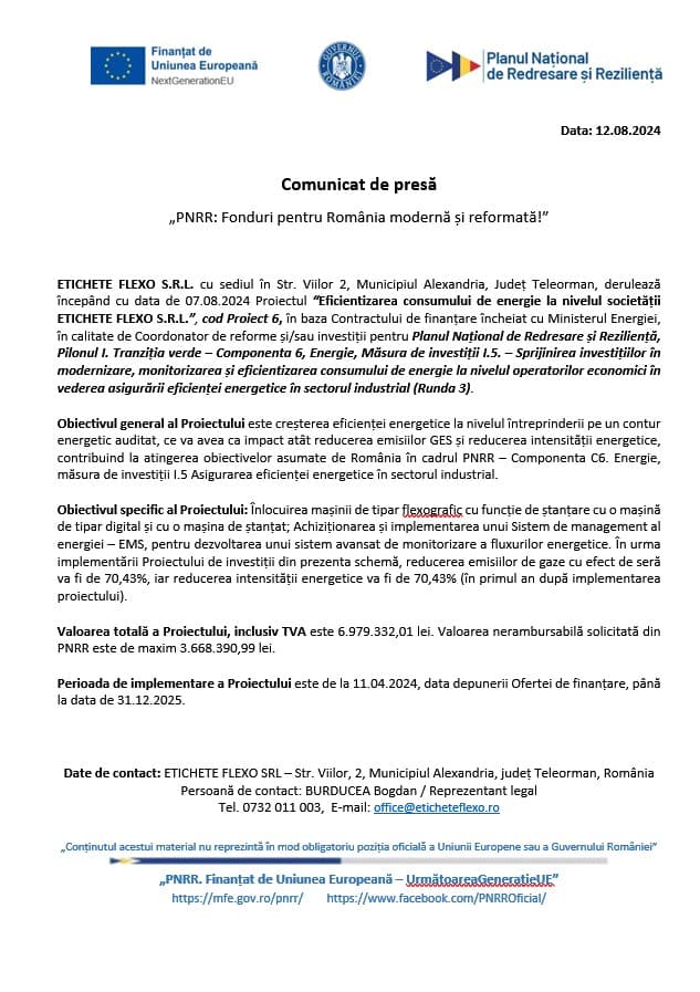 Comunicat de presă