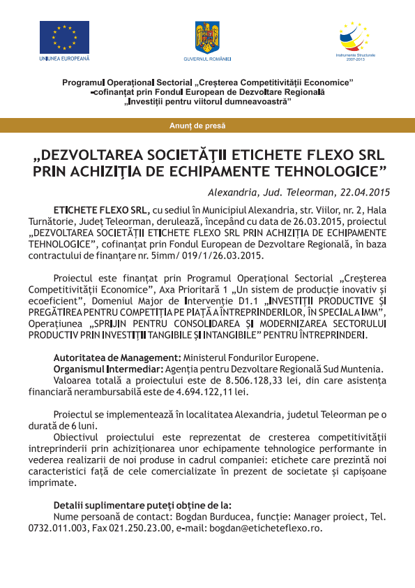 Anunț oficial