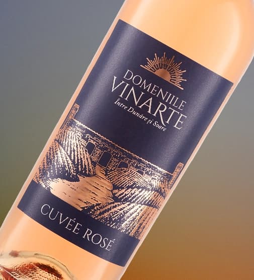 Eticheta Cuvée Rosé, Domeniile Vinarte, produsă de Flexo