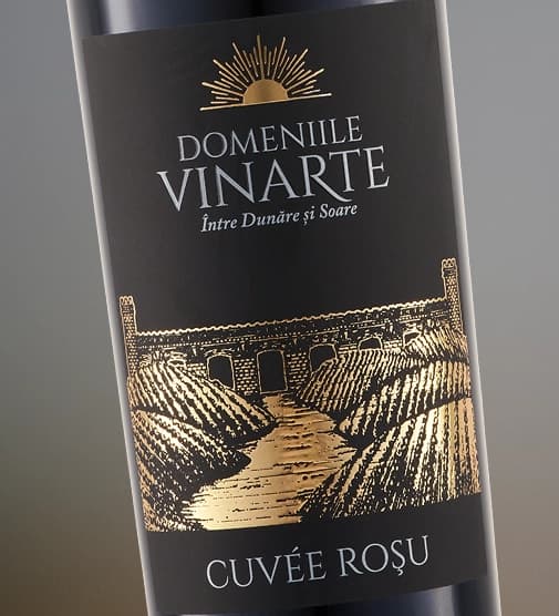 Eticheta Cuvée Roșu, Domeniile Vinarte, produsă de Flexo